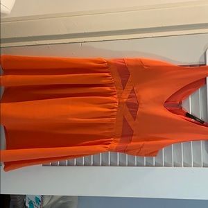 Coral sheer waist dress